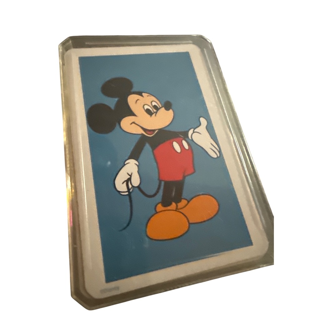 Disney Mickey Mouse Playing Cards Gold Edges w/Clear Case Vintage Style